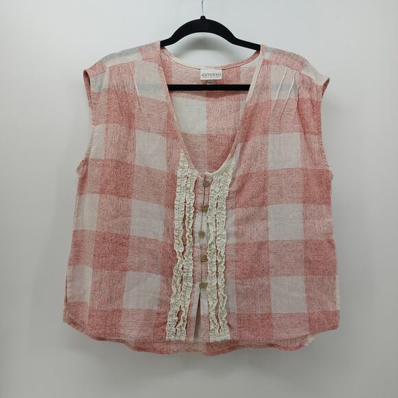 Shyanne Tops - Shyanne Women Buffalo Plaid Blouse Red Ivory Size XS Western